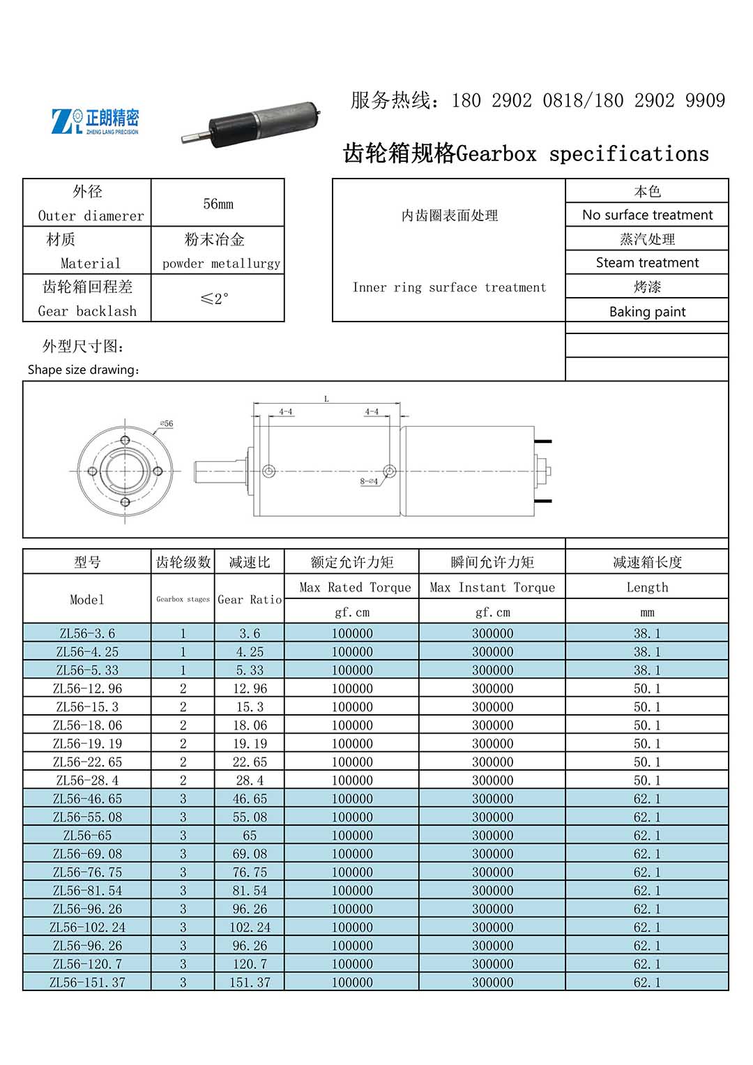 56齿轮箱规格
